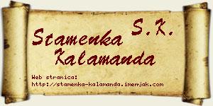 Stamenka Kalamanda vizit kartica